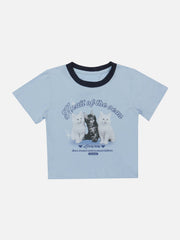 T-shirt étoile à imprimé chat