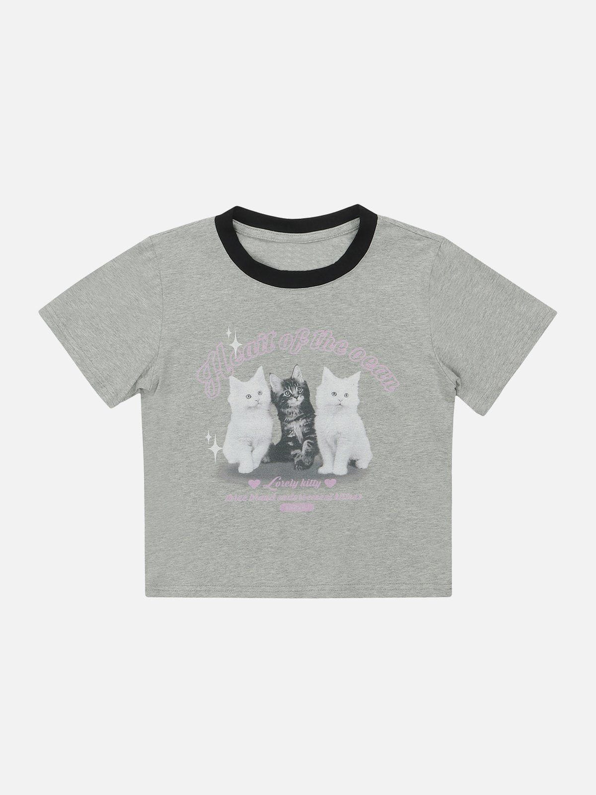 T-shirt étoile à imprimé chat