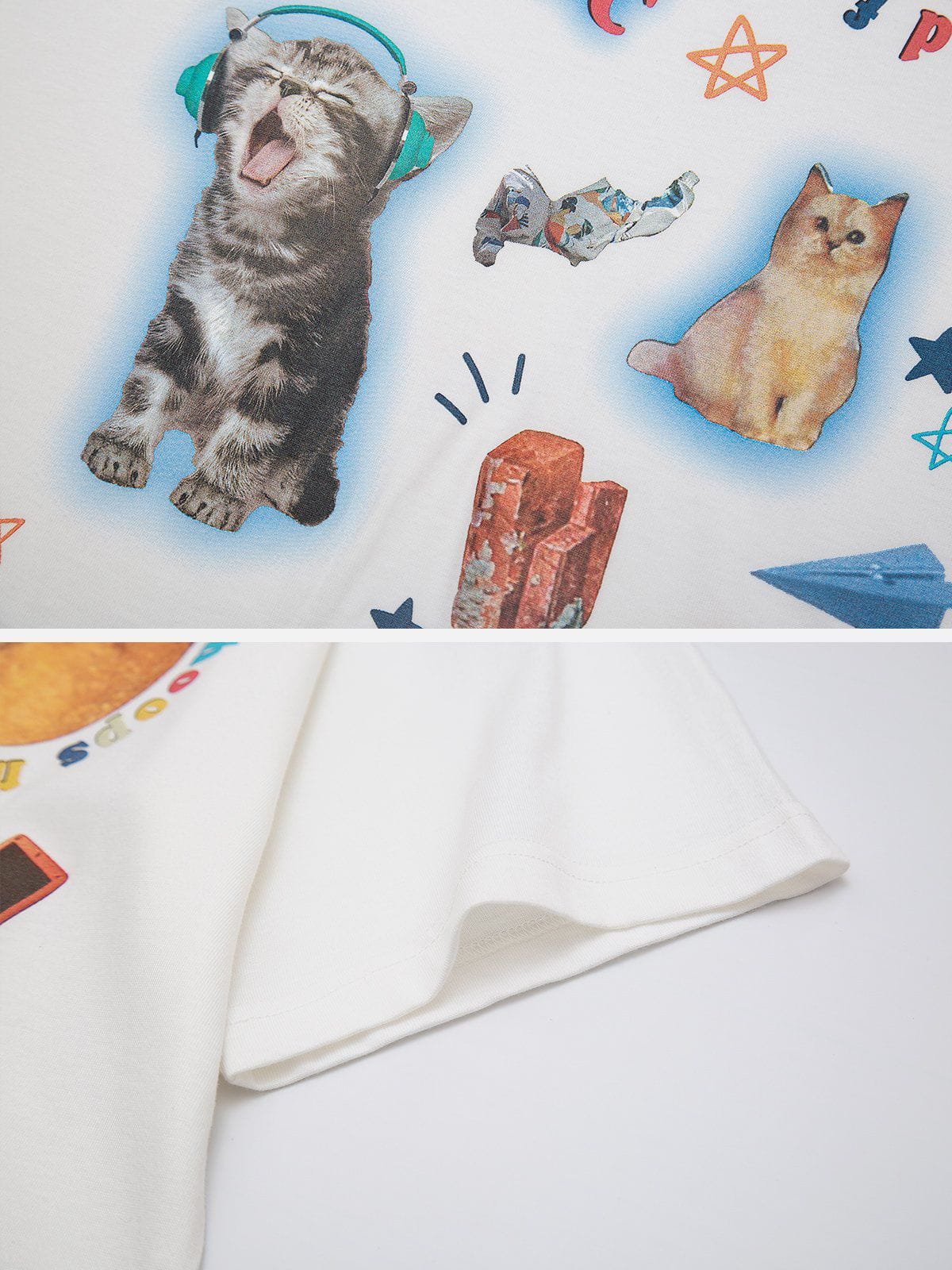 T-shirt imprimé puzzle avec images de chats