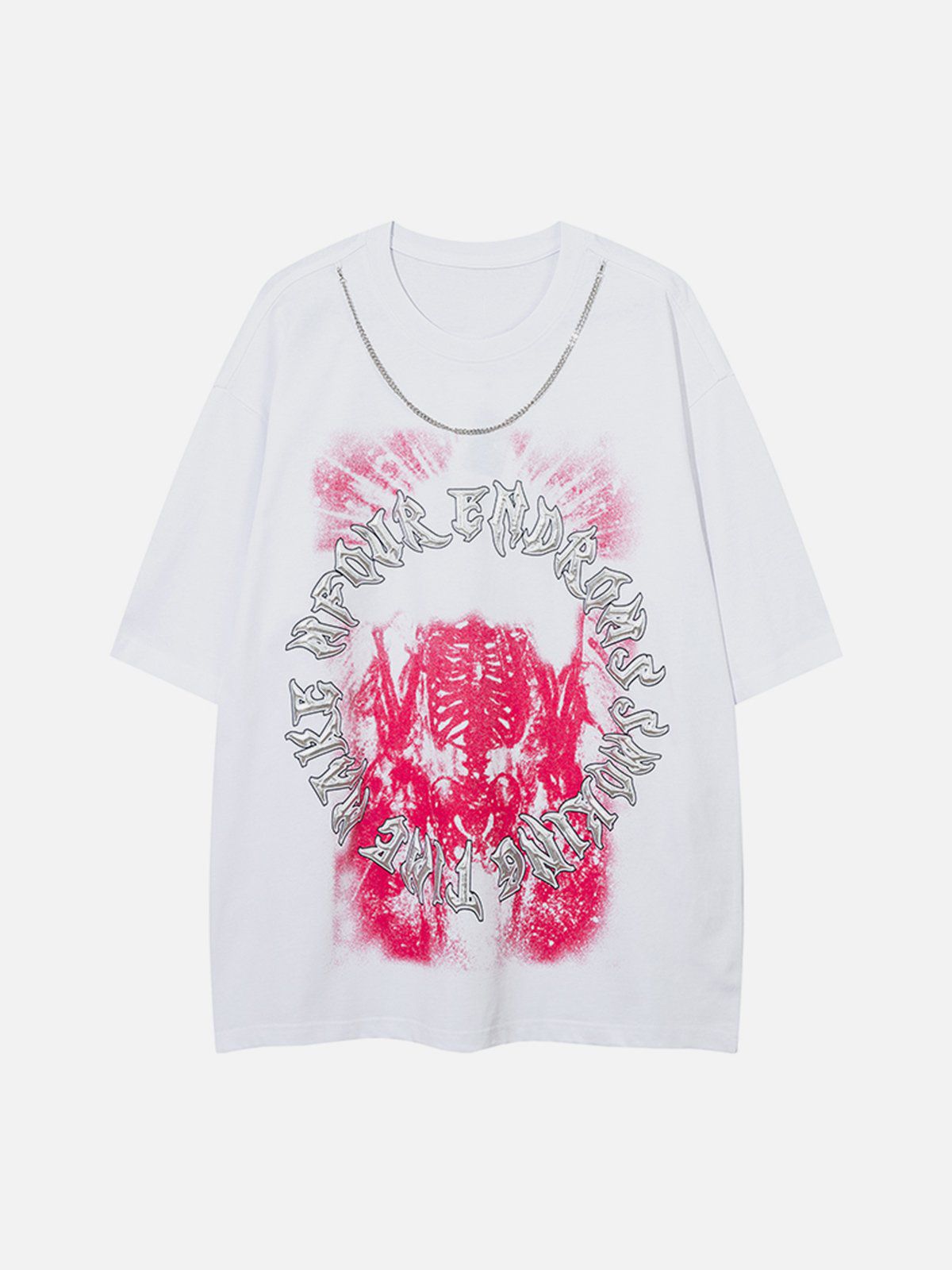 T-shirt imprimé squelette en chaîne