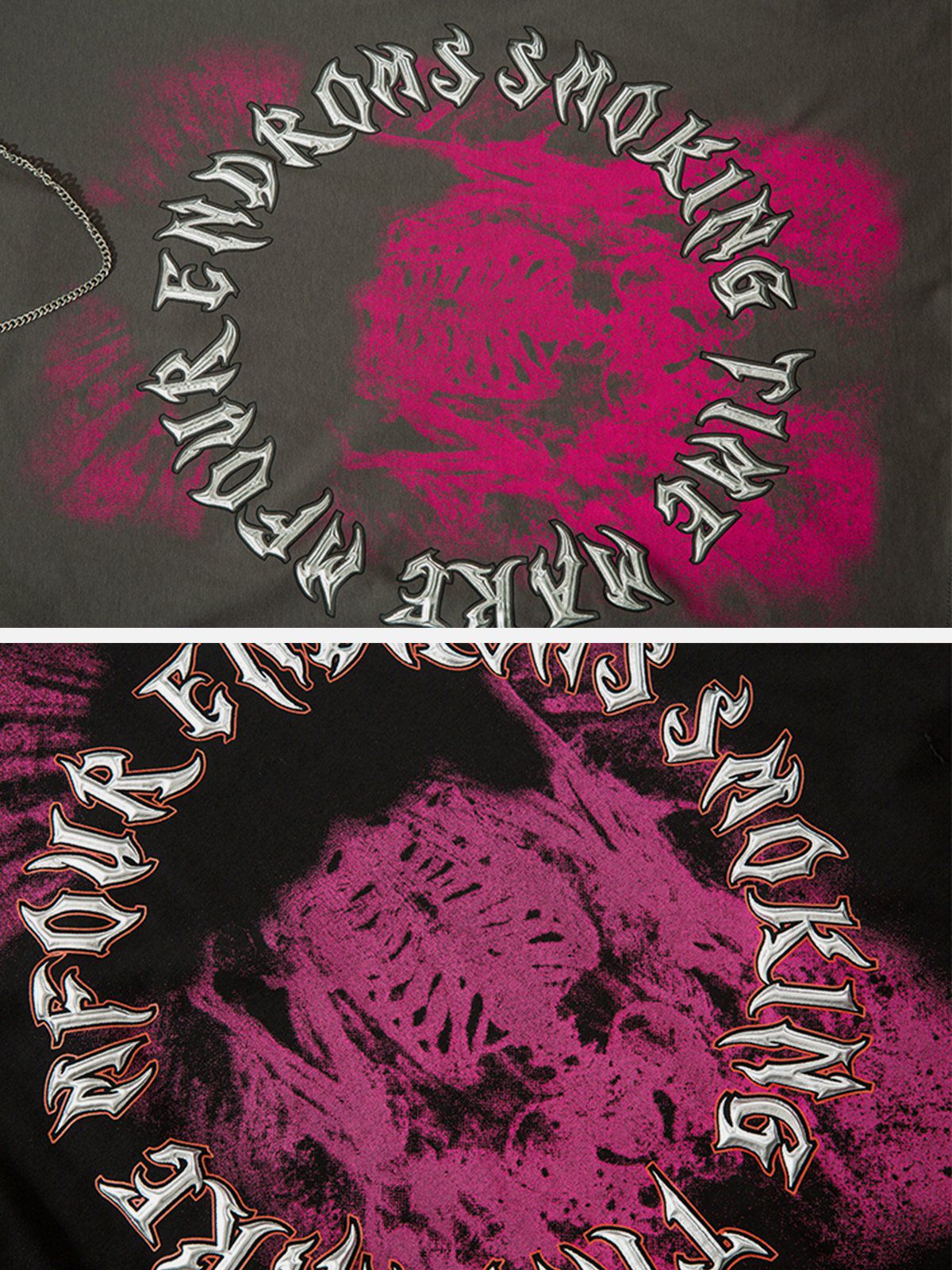 T-shirt imprimé squelette en chaîne