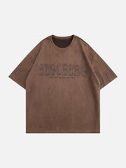 Circle Letter Graphic Suede Tee