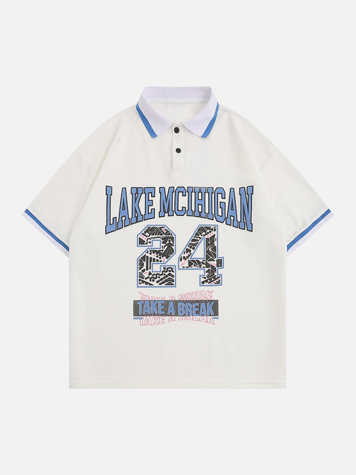 Clashing Digital Print Polo Collar Tee