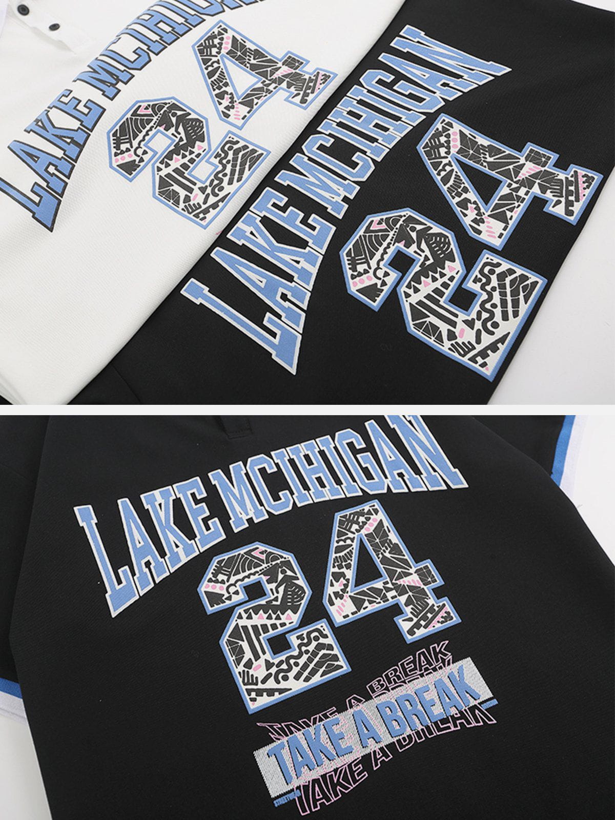 Clashing Digital Print Polo Collar Tee