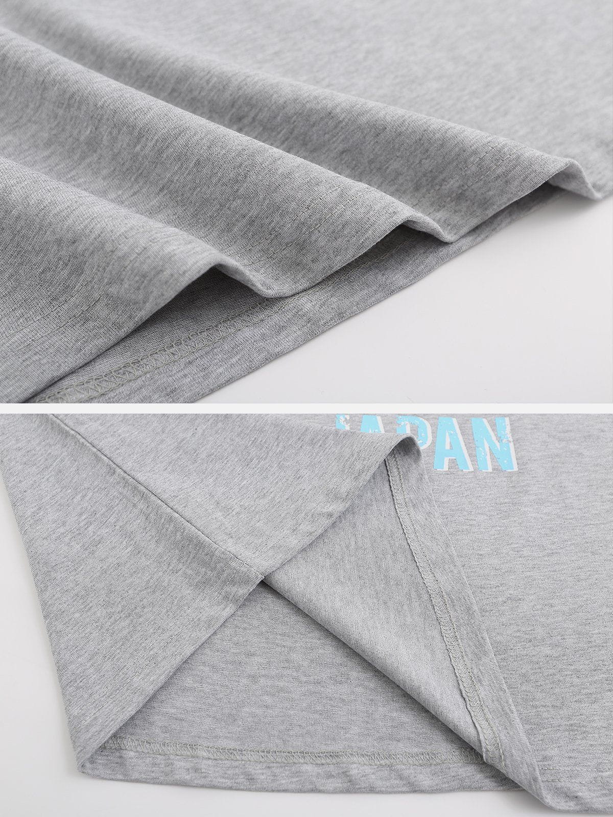 T-shirt à imprimé lettres raglan et blocs de couleurs