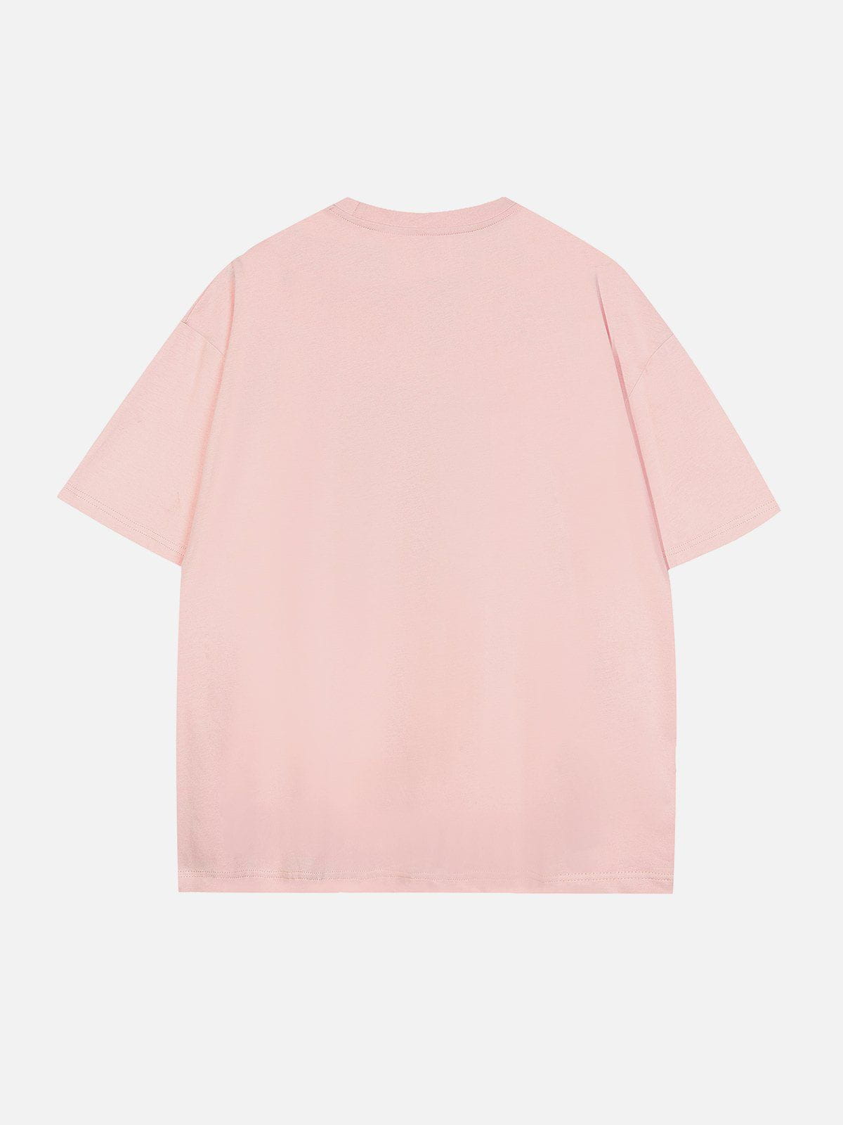 T-Shirt mit Farbblock-Stickerei und Häschen 