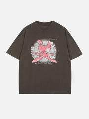 T-Shirt mit Farbblock-Stickerei und Häschen 
