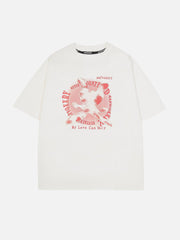 T-Shirt mit Farbblock-Stickerei und Häschen 