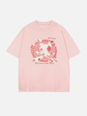 T-Shirt mit Farbblock-Stickerei und Häschen 