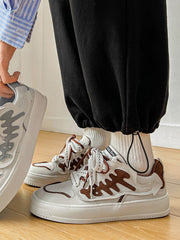Colorblock Abstract Fishbone Graphic Casual Shoes