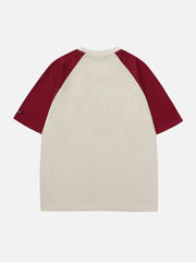 T-shirt à lettres raglan en mousse colorblock