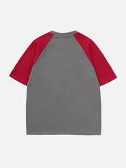 T-shirt imprimé lettres étoiles colorblock