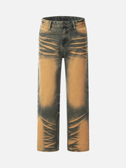 Colorblocked Airbrushed Wide Leg Jeans