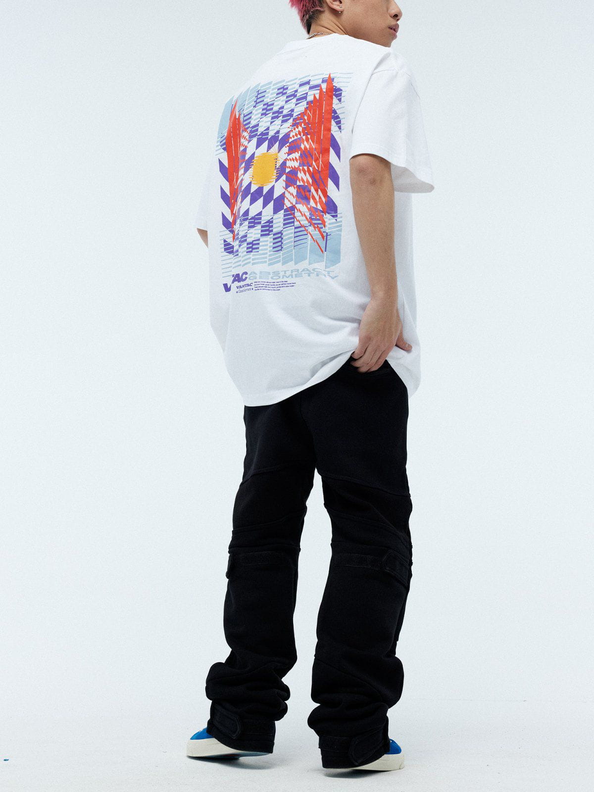 T-Shirt mit farbigem Schachbrettmuster 