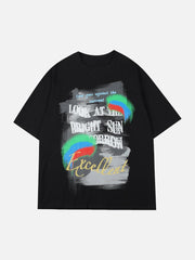 Buntes T-Shirt mit Graffiti-Buchstaben-Print 