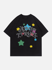 T-shirt graphique à lettres étoilées colorées
