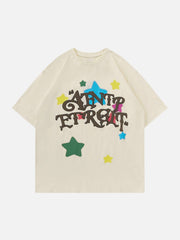 T-shirt graphique à lettres étoilées colorées