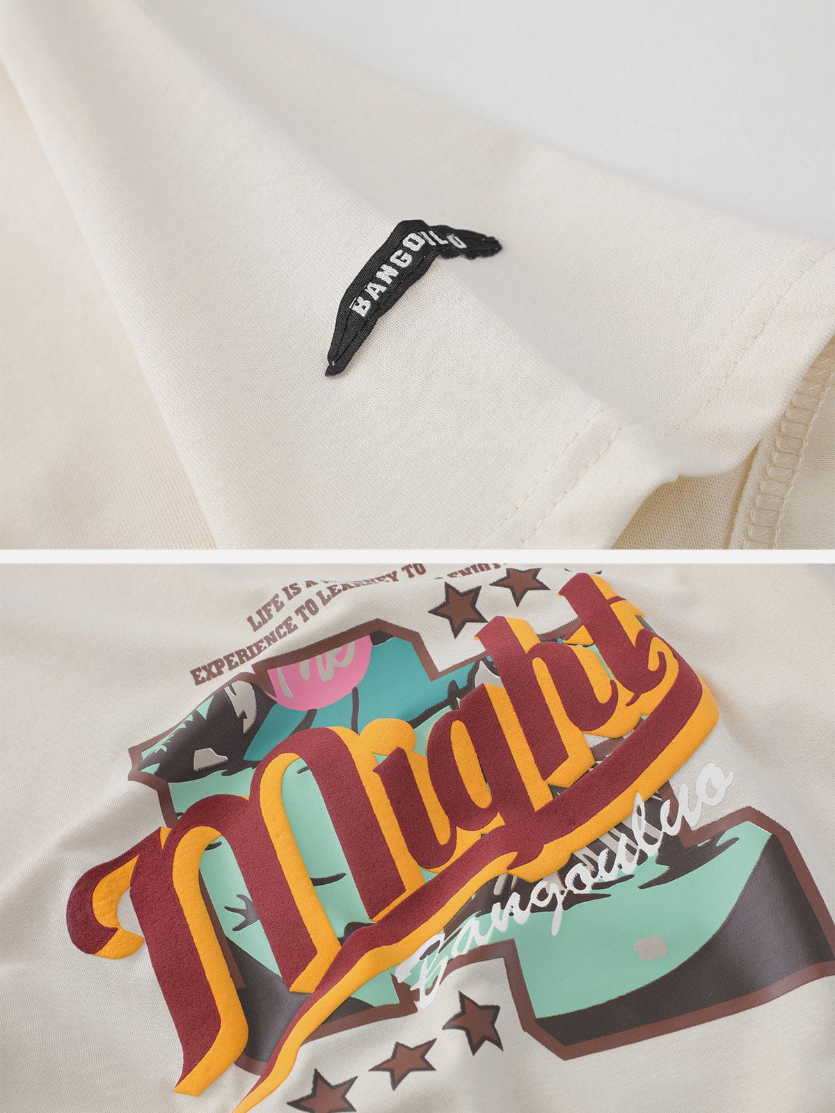 T-Shirt mit Buchstaben-Print in Kontrastfarbe 