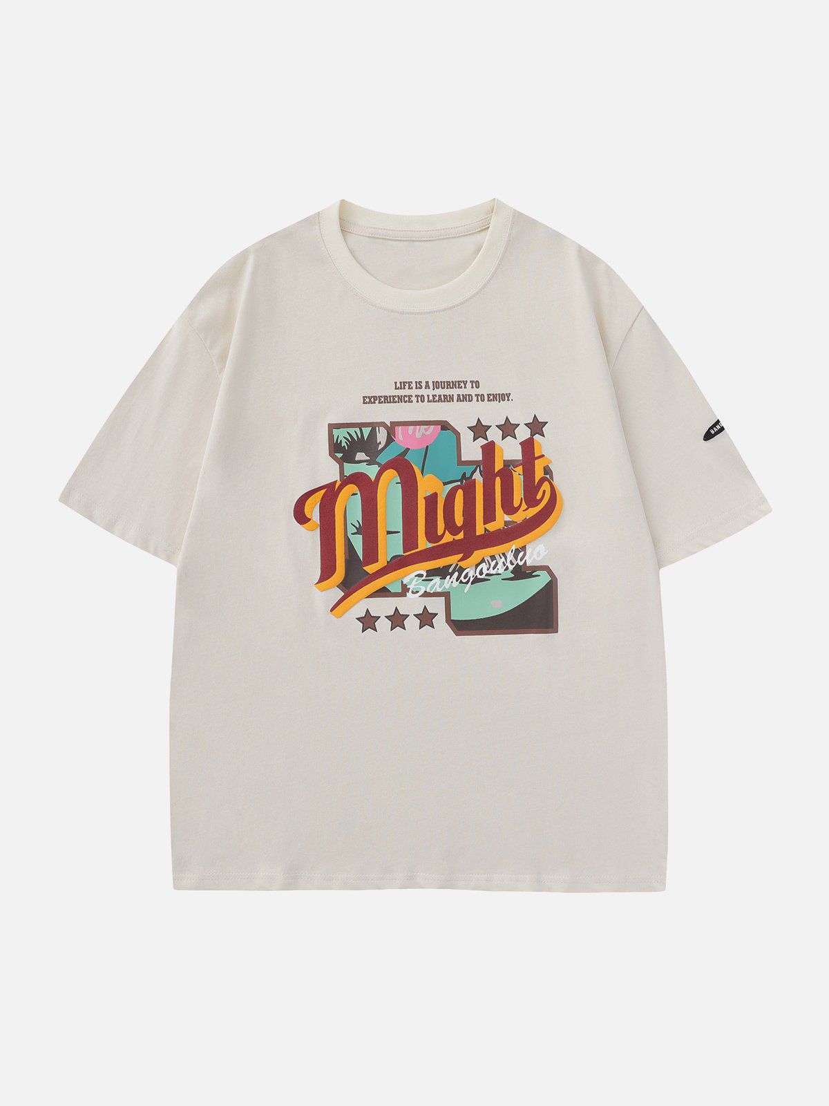 T-Shirt mit Buchstaben-Print in Kontrastfarbe 