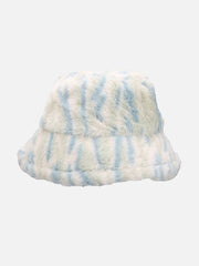 Contrast Striped Plush Vintage Bucket Hat