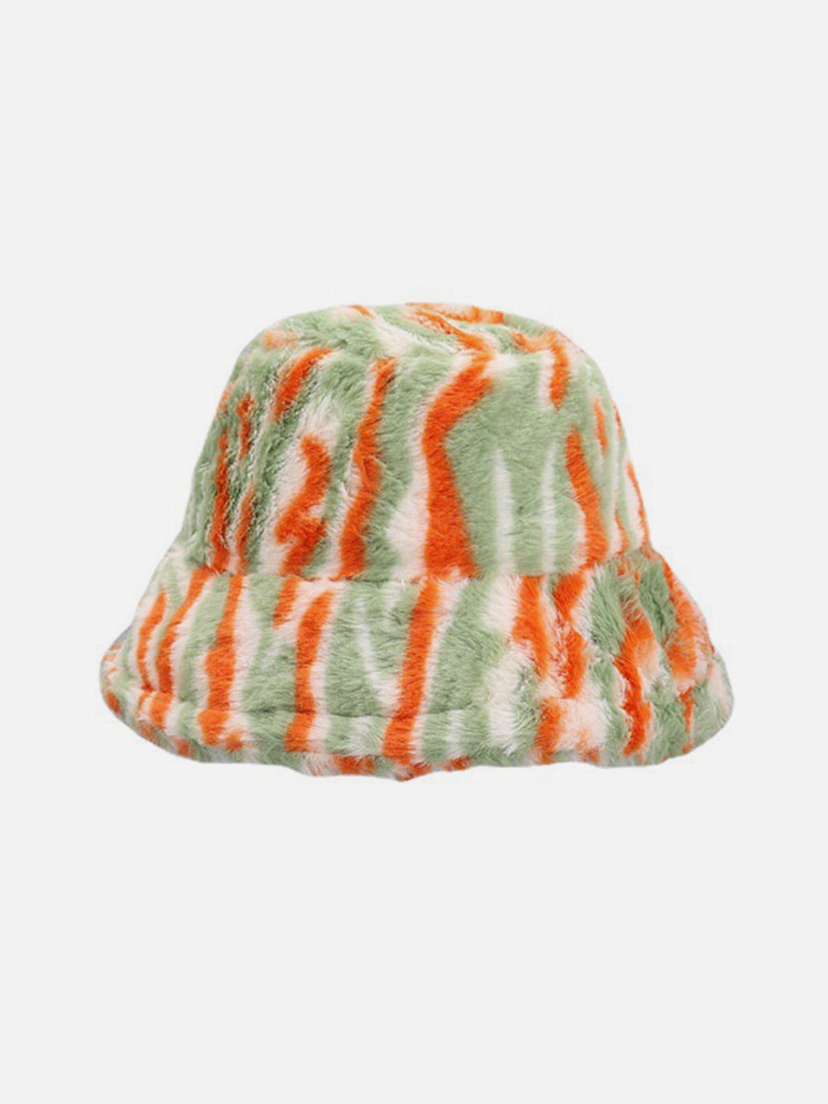 Contrast Striped Plush Vintage Bucket Hat