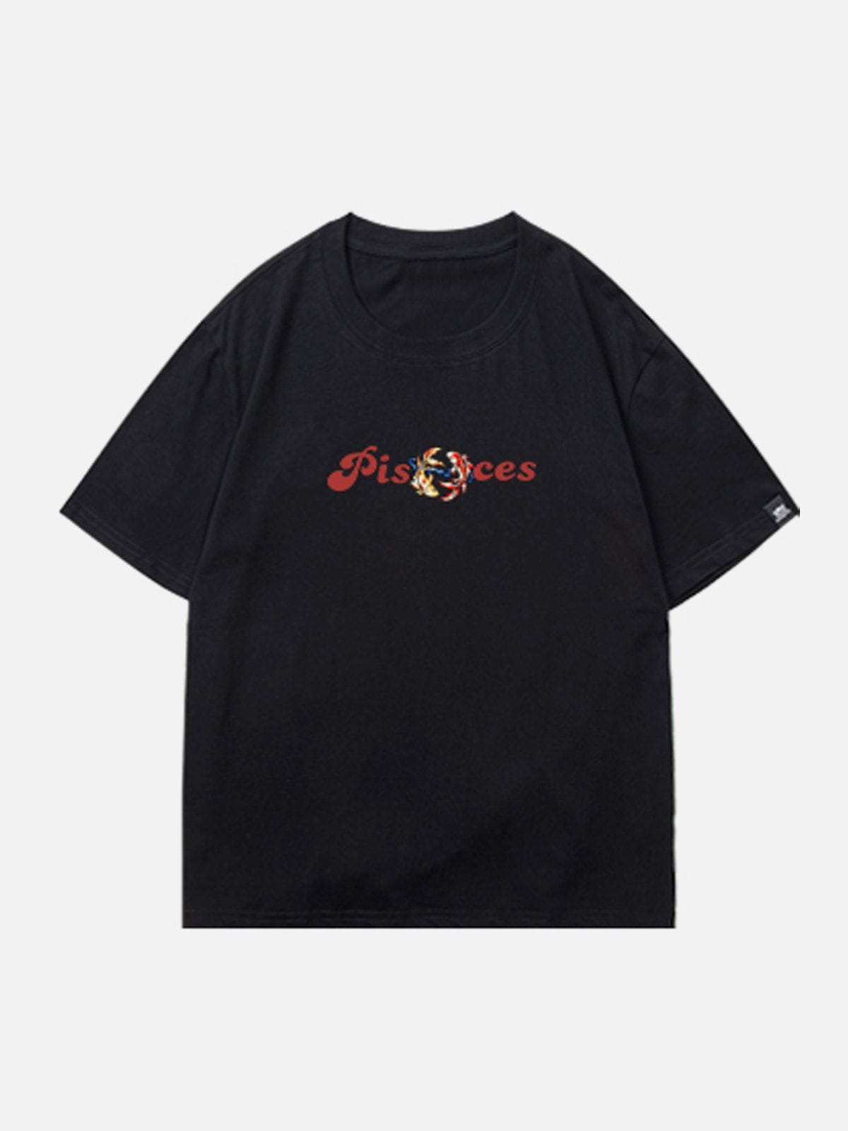 Baumwoll-T-Shirt mit Sternbild-Alphabet-Grafik 