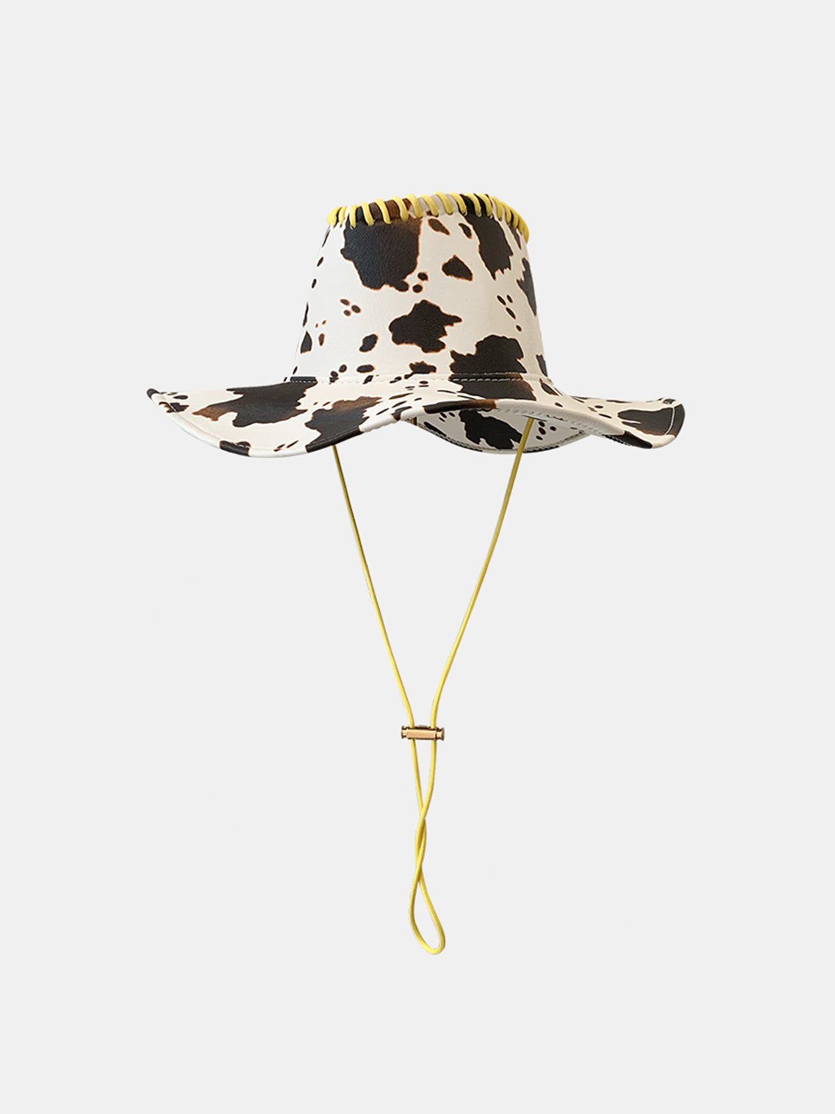 Cow Print Drawstring PU Leather Hat