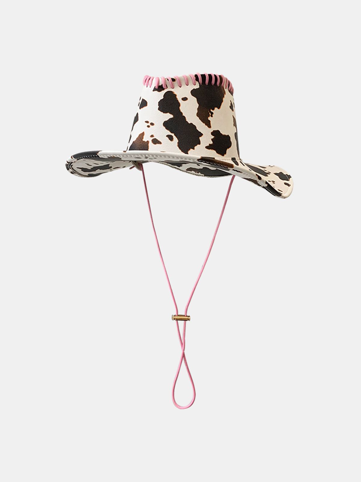 Cow Print Drawstring PU Leather Hat