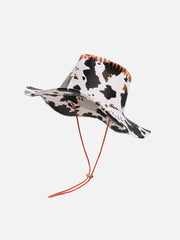 Cow Print Drawstring PU Leather Hat