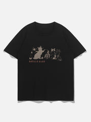 Cute Cat Cartoon Print Tee