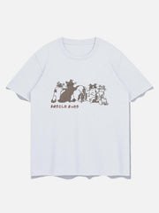 Cute Cat Cartoon Print Tee