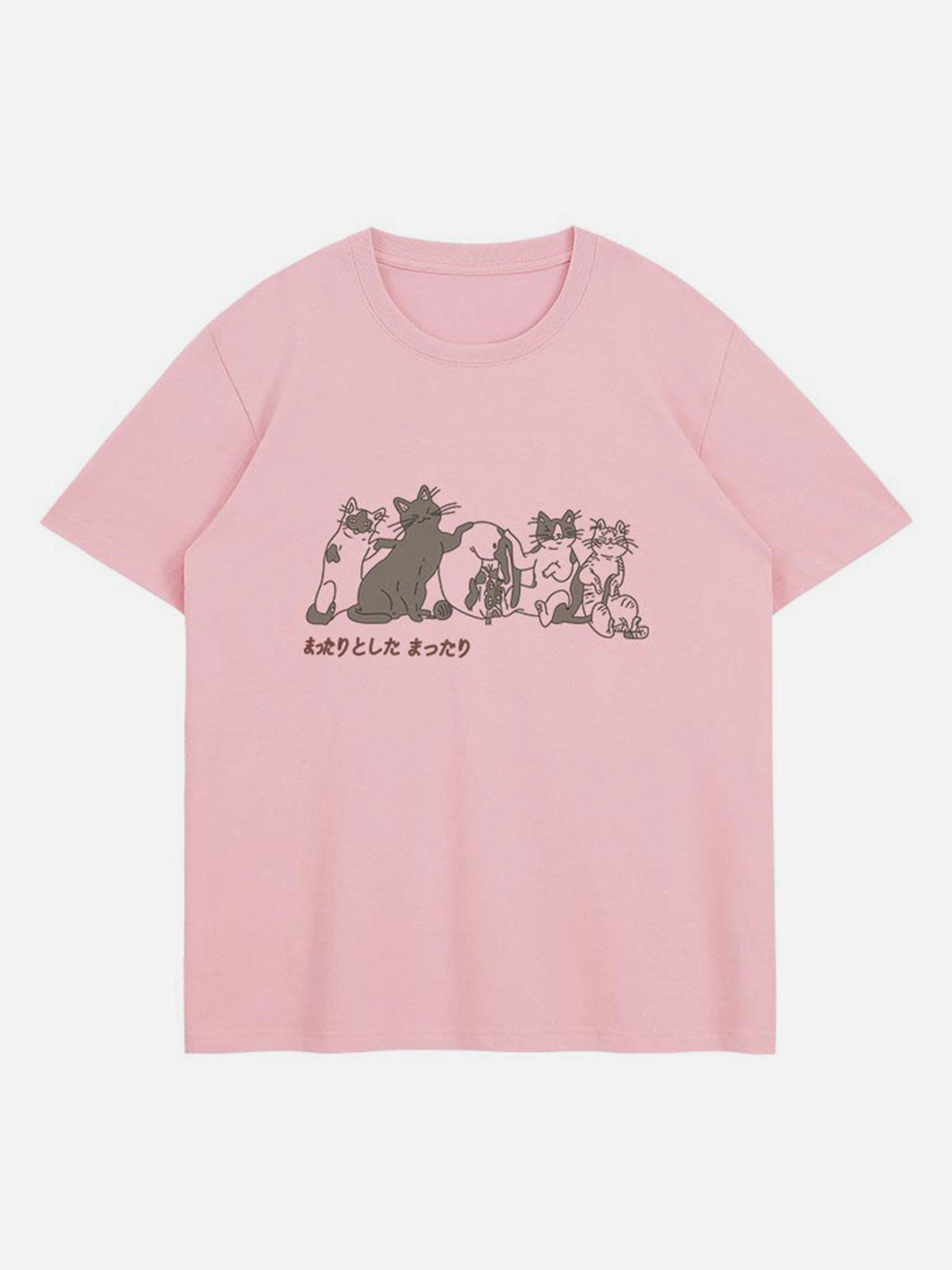 Cute Cat Cartoon Print Tee