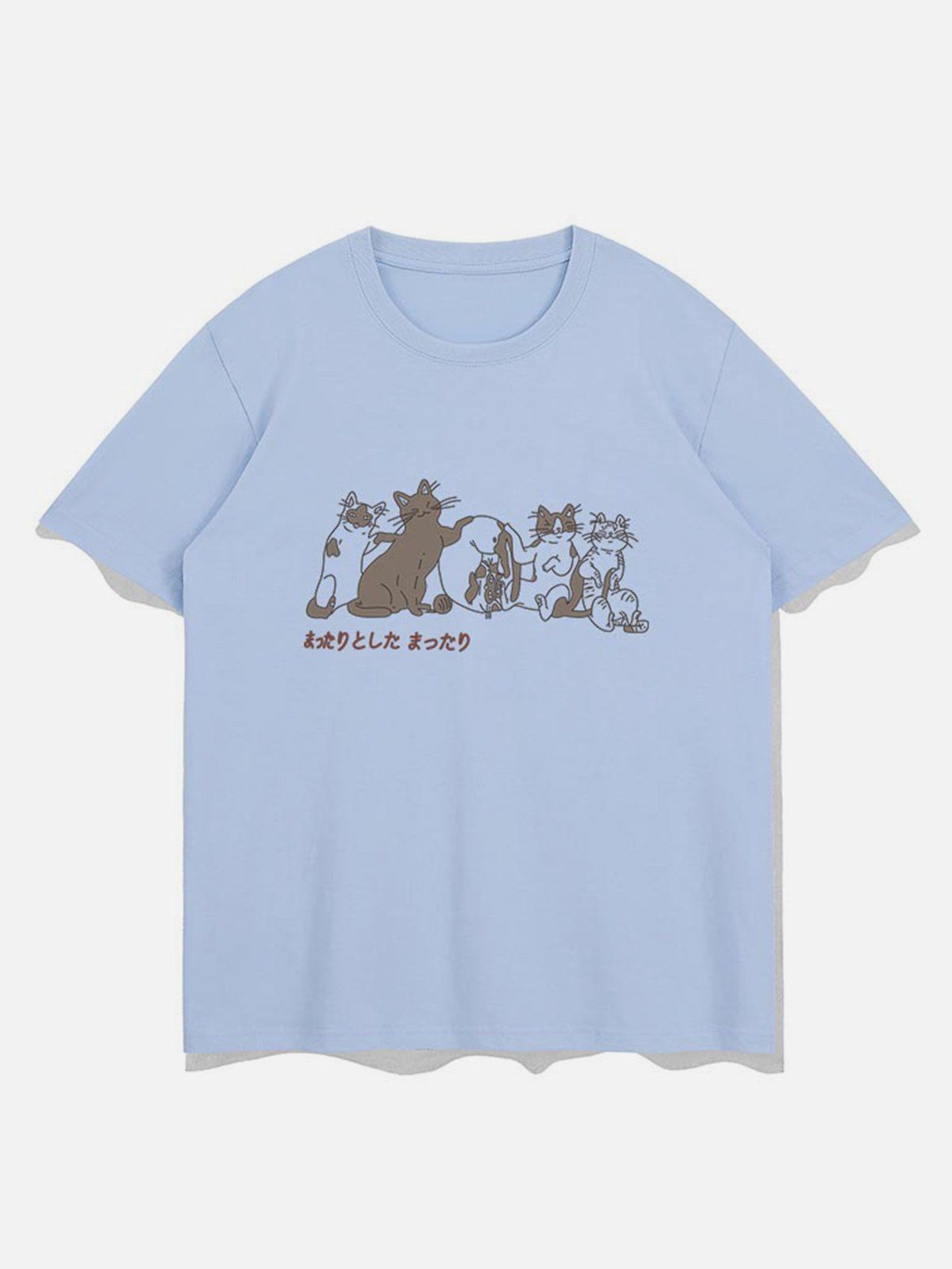 Cute Cat Cartoon Print Tee