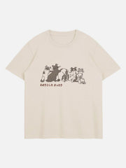 Cute Cat Cartoon Print Tee