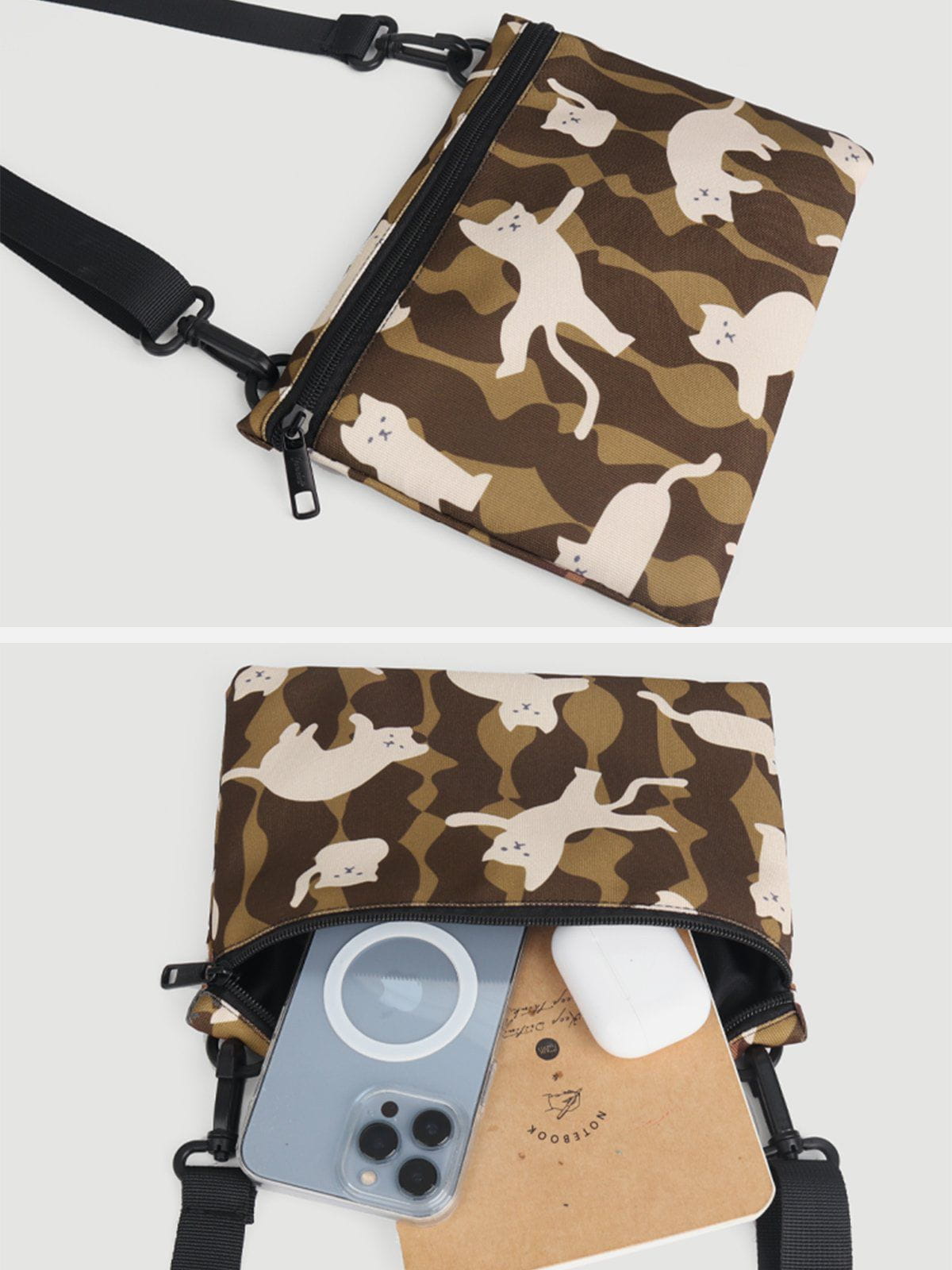 Cute Cat Print Crossbody Bag