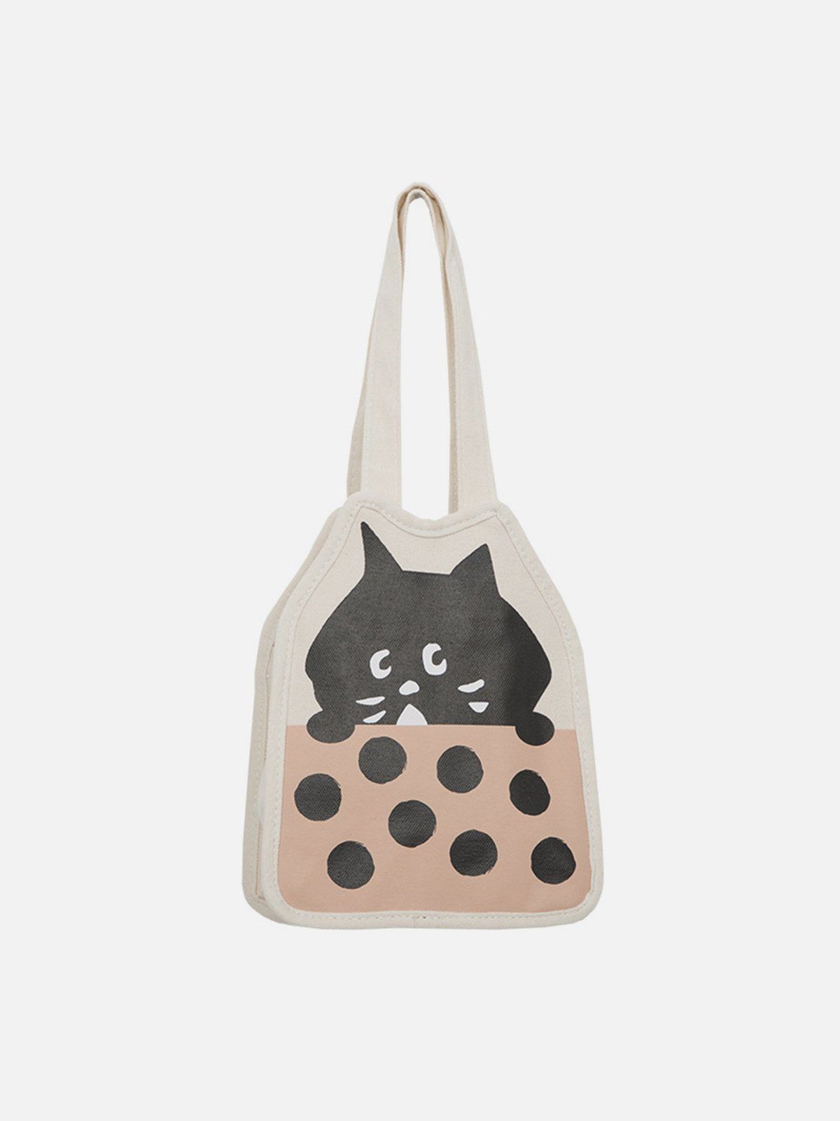 Cute Little Black Cat Illustration Canvas Bag