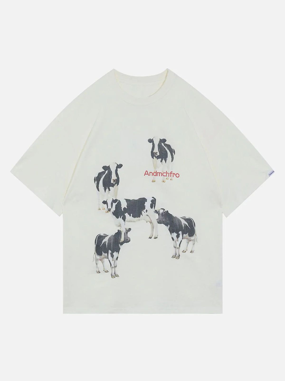 Baumwoll-T-Shirt mit Milchkuh-Print 