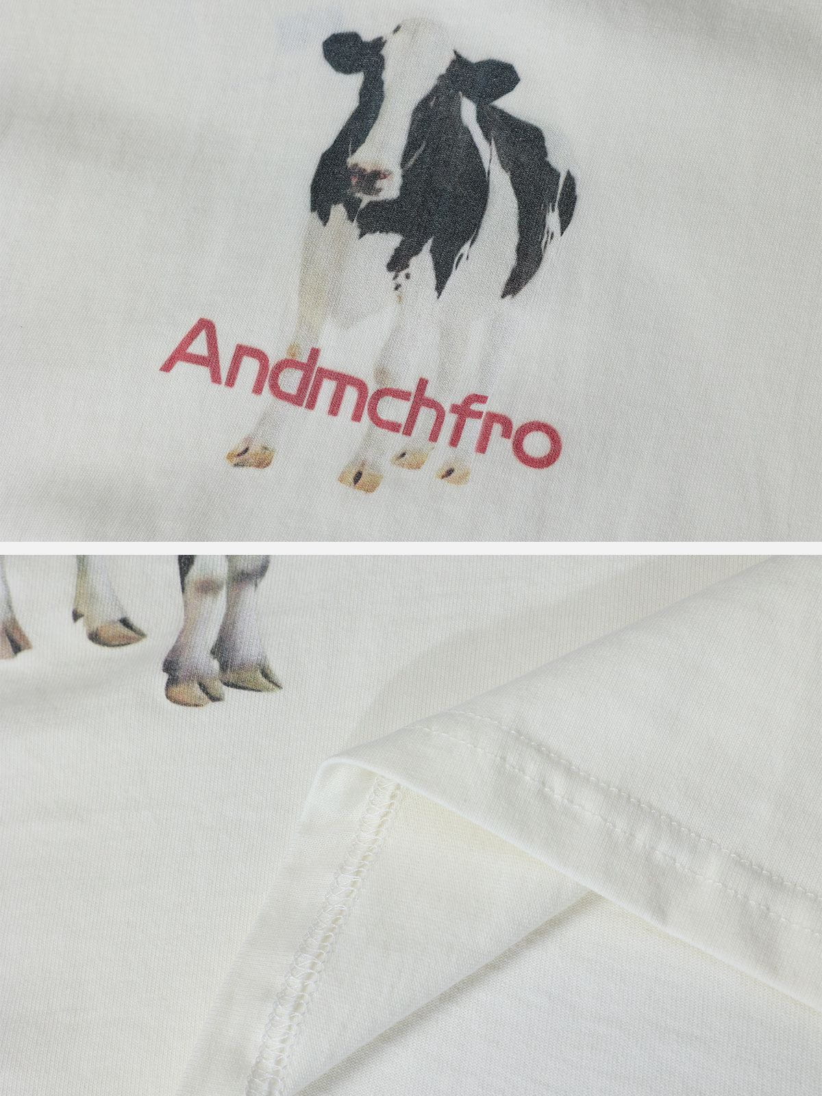 Baumwoll-T-Shirt mit Milchkuh-Print 
