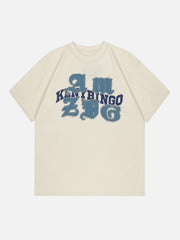 Denim-T-Shirt mit Buchstaben-Patchwork 
