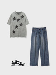 Denim Star Patchwork Washed T-Shirt 