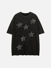Denim Star Patchwork Washed T-Shirt 