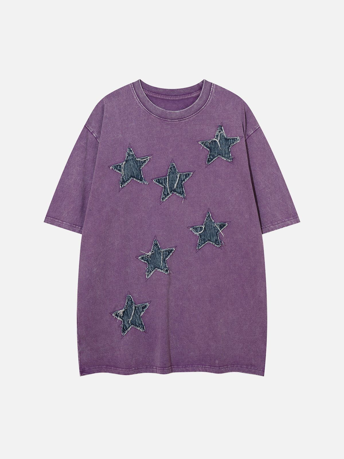 Denim Star Patchwork Washed T-Shirt 