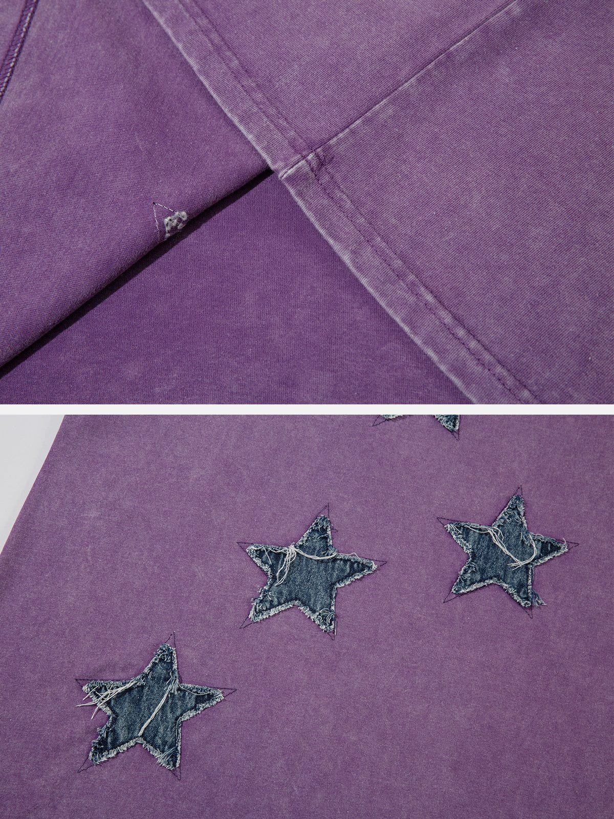 Denim Star Patchwork Washed T-Shirt 