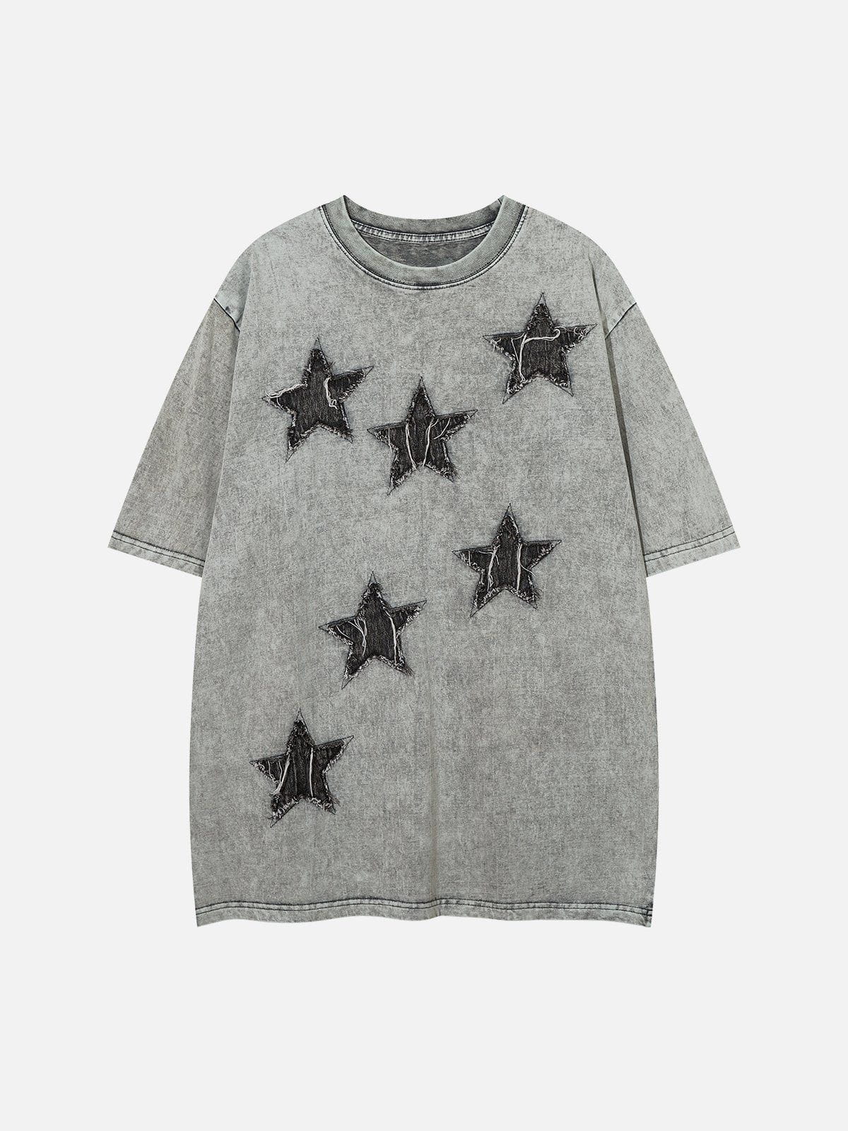 Denim Star Patchwork Washed T-Shirt 
