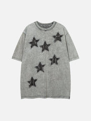 Denim Star Patchwork Washed T-Shirt 