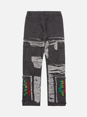 Destruction Brushed Hip Hop Embroidered Jeans