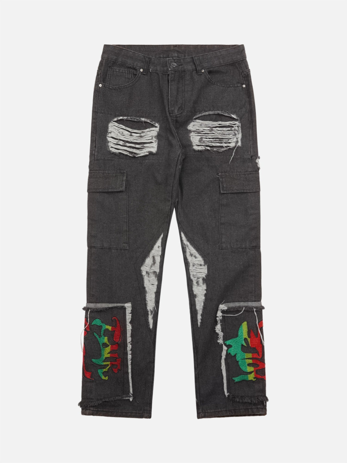 Destruction Brushed Hip Hop Embroidered Jeans