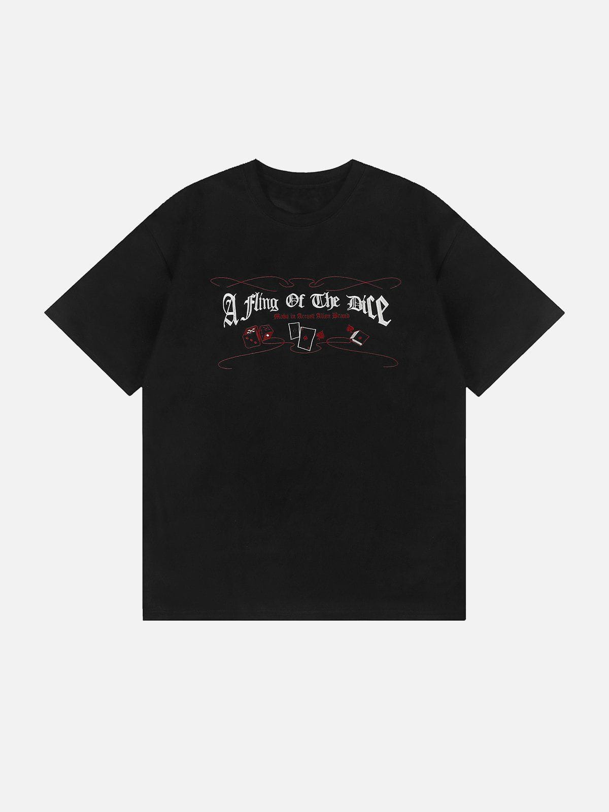 T-shirt en daim brodé Dice Poker