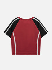 T-Shirt mit digitalem Patchwork-Stickerei 