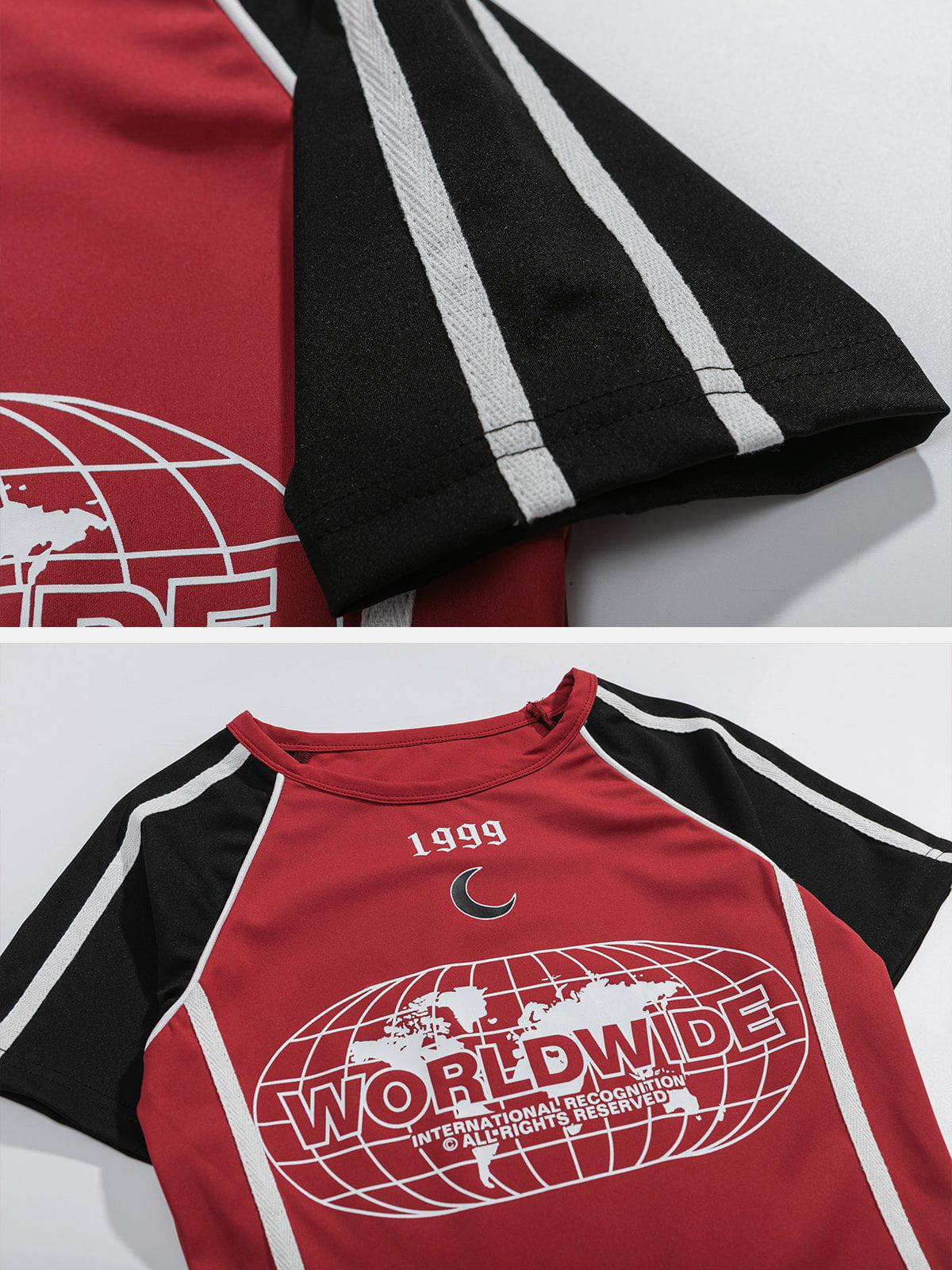 T-Shirt mit digitalem Patchwork-Stickerei 